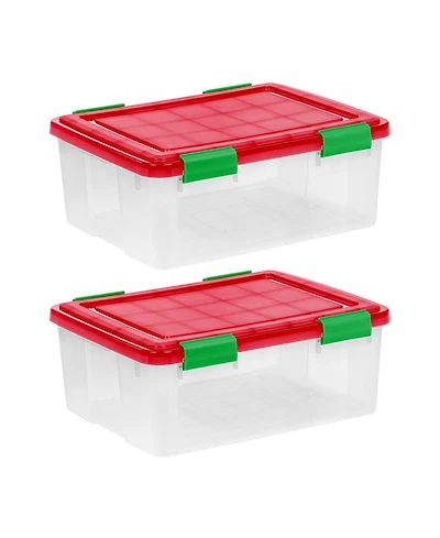 Iris Usa 30 Qt. Plastic Storage Bins with Sealed Lids, Holiday Gasket Box, Airtight Containers 2Pk