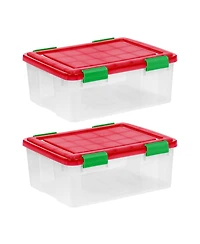 Iris Usa 30 Qt. Plastic Storage Bins with Sealed Lids, Holiday Gasket Box, Airtight Containers 2Pk