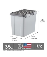 Iris Usa 40lbs/32qt Dog Food Storage Container with 2 Cup Scoop, Gasket Seal Lid, Gray/Dark Gray