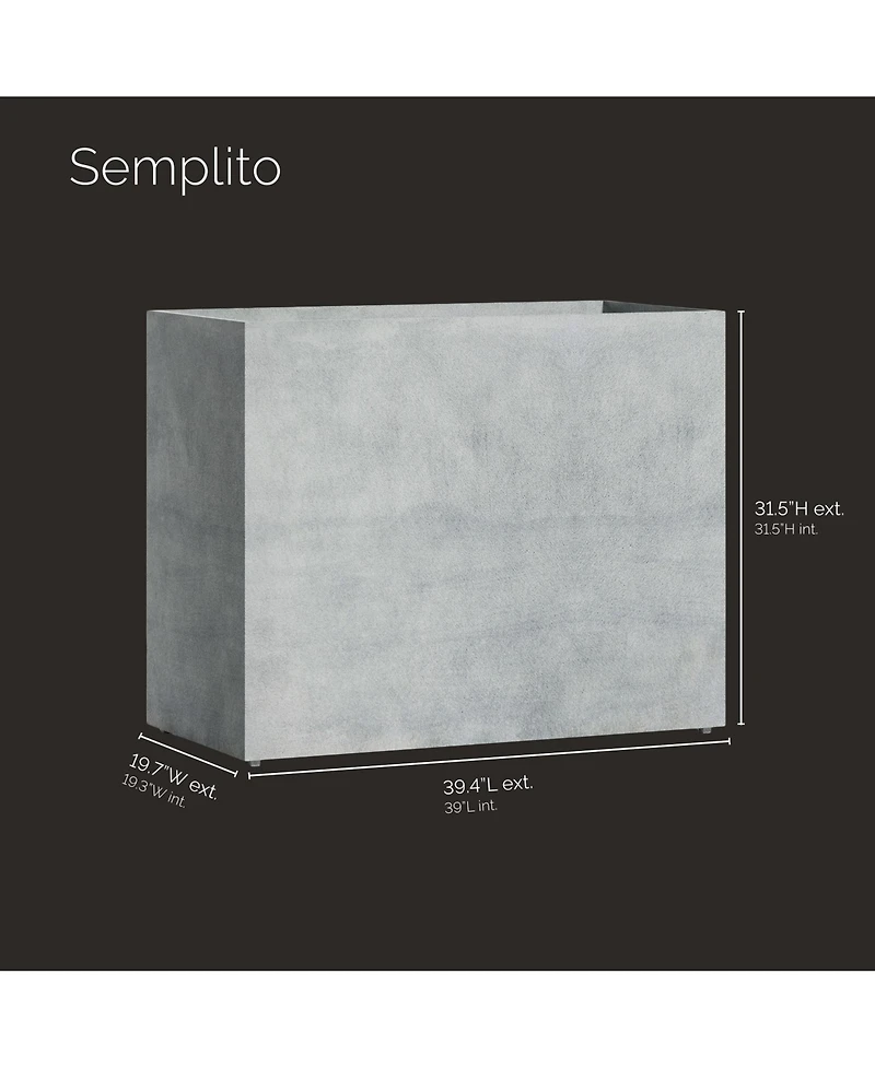 Cosapots Semplito Rectangular Planter - Concrete Stone Finish Fiberglass Indoor/Outdoor and Weather-Resistant Large