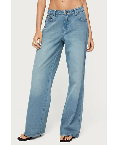 Edikted Women's Raelynn Washed Low Rise Jeans