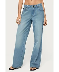 Edikted Women's Raelynn Washed Low Rise Jeans