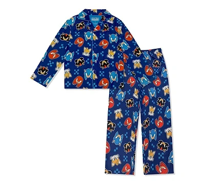 Sonic Toddler Boys 2-Piece Coat-Style Top and Pants Pajama Set