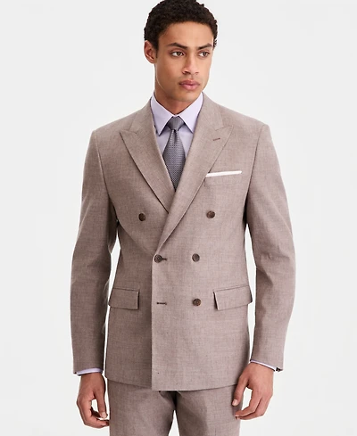 Calvin Klein Men's Slim-Fit Double-Breasted Linen-Blend Suit Separates Jacket