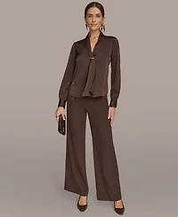 Donna Karan New York Women's Petite V-Neck with Bar in Scarf Top, Regular & Petites
