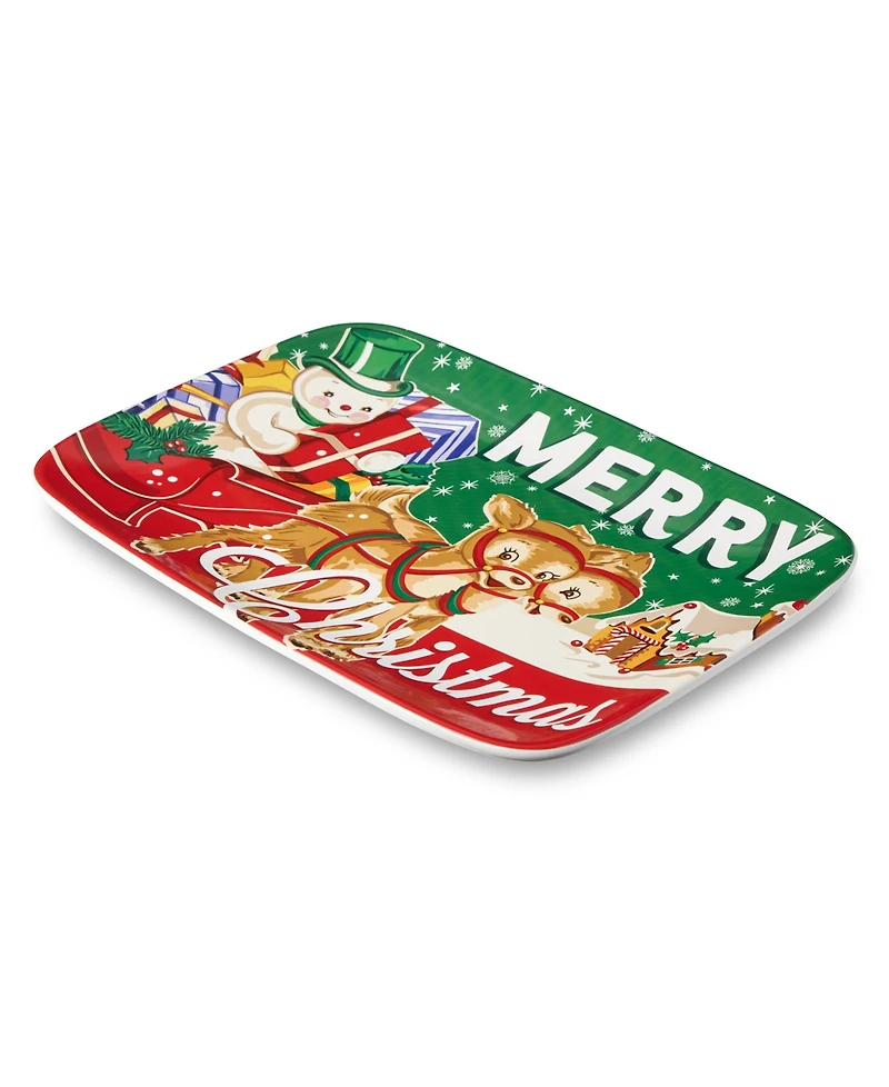 Certified International Santa's Retro Christmas Rectangular Platter