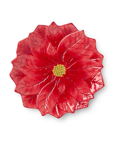 Certified International Winter Blooms 3-d Poinsettia Platter