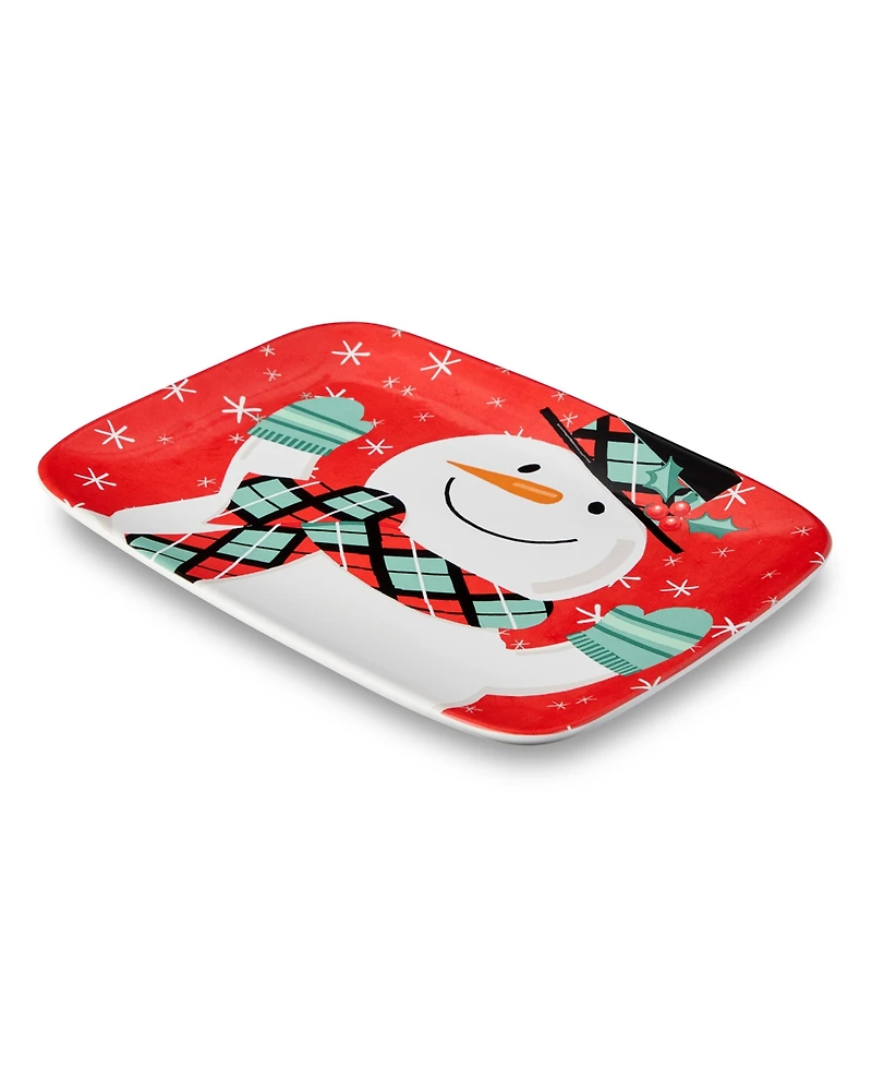 Certified International Christmas Whimsy Snowman Rectangular Platter