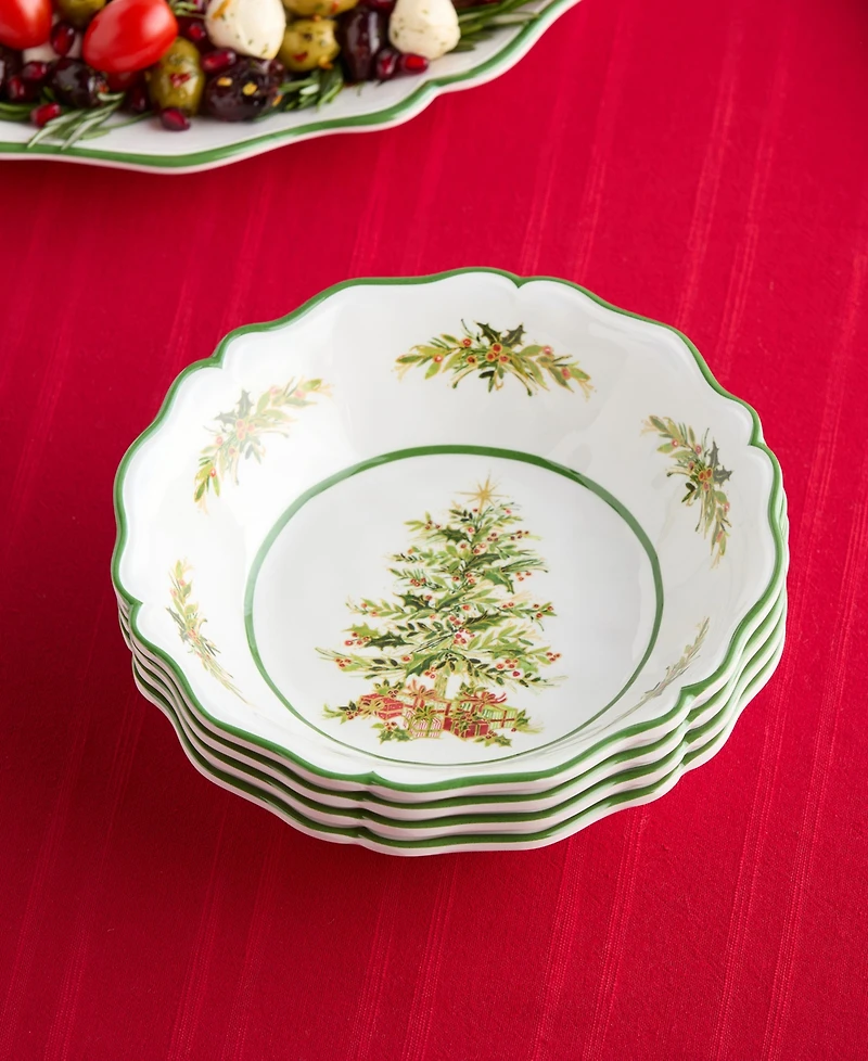 Certified International Holly Tree Melamine All-Purpose Bowls, Set of 4