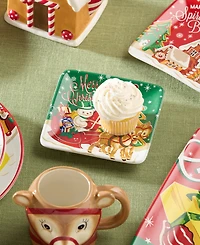 Certified International Santa's Retro Christmas Canape Plates, Set of 4