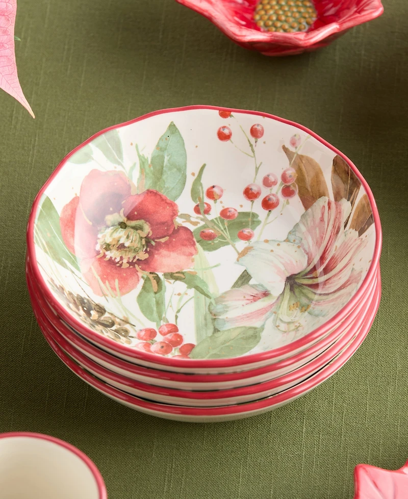 Certified International Winter Blooms Soup Bowls, Set of 4