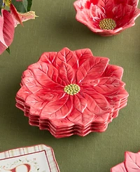 Certified International Winter Blooms Poinsettia Dessert Plates, Set of 4