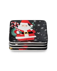 Certified International Christmas Whimsy Santa Canape Plates, Set of 4