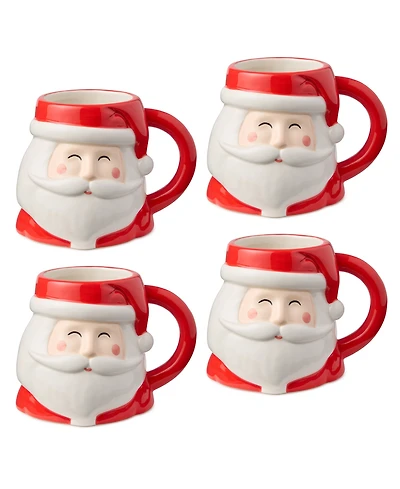 Certified International Christmas Whimsy Santa 3-d Mugs, Set of 4