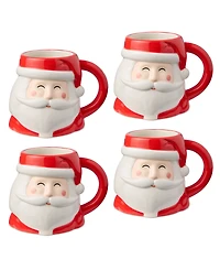 Certified International Christmas Whimsy Santa 3-d Mugs, Set of 4