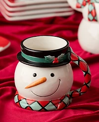 Certified International Christmas Whimsy Snowman 3-d Mugs, Set of 4