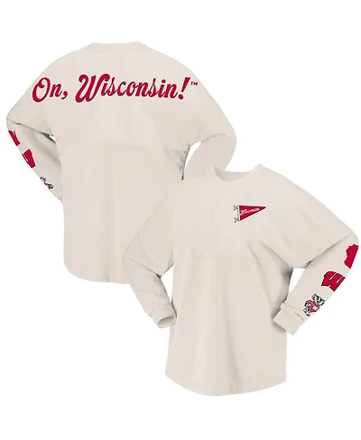 Spirit Jersey Women's Natural Wisconsin Badgers Local Long Sleeve T-Shirt