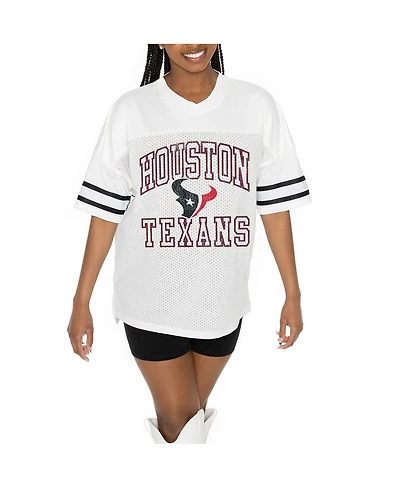 Gameday Couture Women's White Houston Texans Oversized Sporty Mesh V-Neck Top