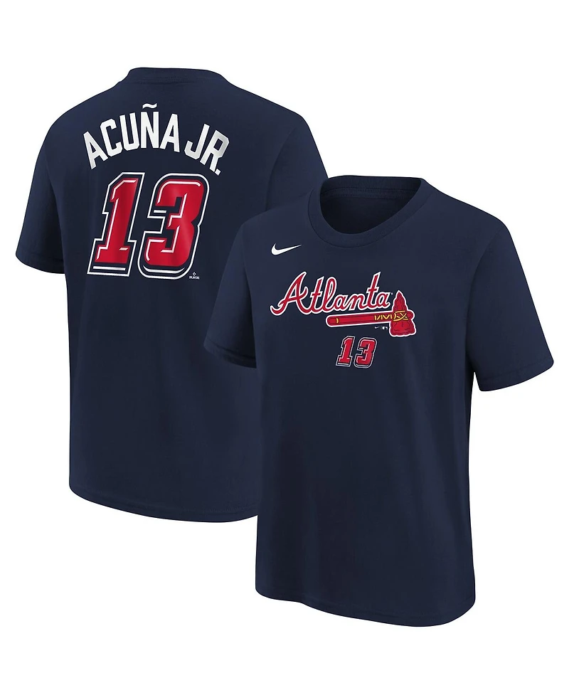 Nike Toddler Ronald Acuna Jr. Navy Atlanta Braves 2025 Mlb Speedway Classic Name Number T-Shirt