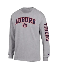 Champion Men's Heather Gray Auburn Tigers Arch Over Logo 2-Hit Long Sleeve T-Shirt