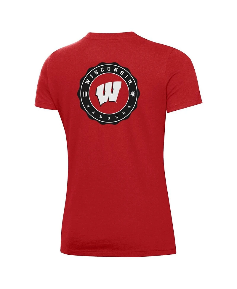 Under Armour Women's Red Wisconsin Badgers Essentials 2-Hit Performance T-Shirt