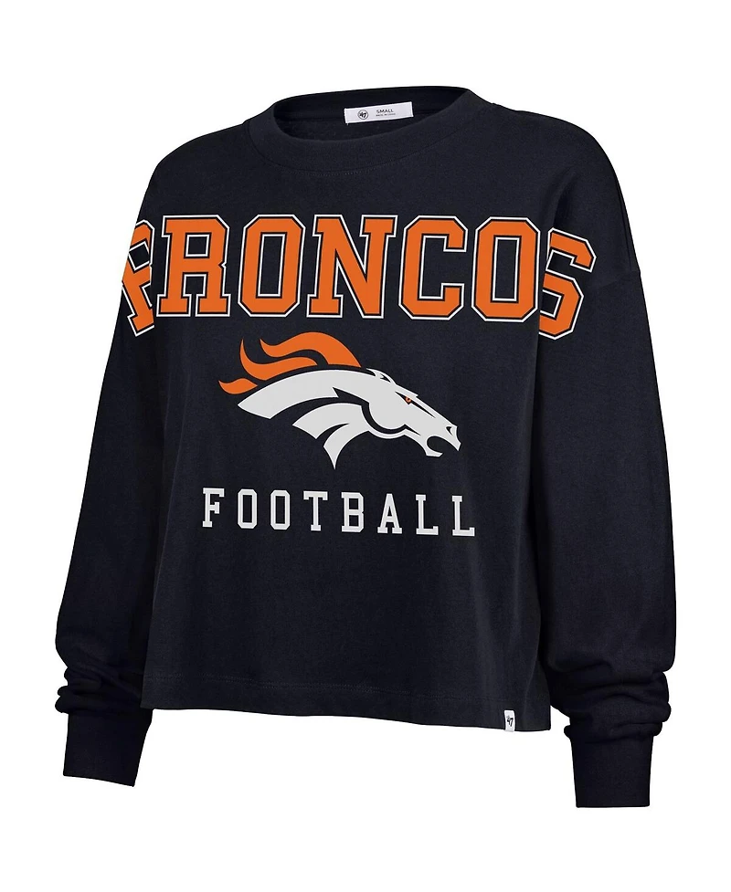 '47 Brand Women's Navy Denver Broncos Outreach City Oversized Long Sleeve T-Shirt