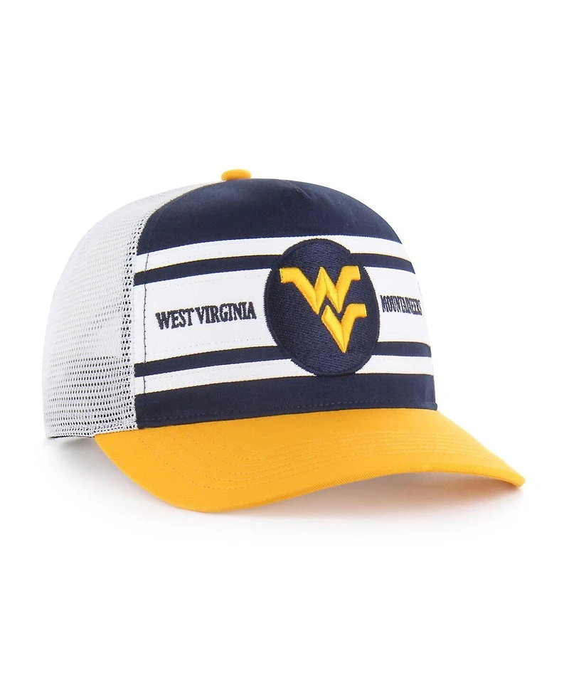 '47 Brand Big Boys and Girls Navy/Gold West Virginia Mountaineers Super Stripe Hitch Adjustable Trucker Hat
