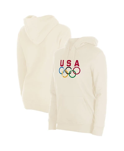New Era Women's Cream Team Usa 5 Rings Chrome Pullover Hoodie