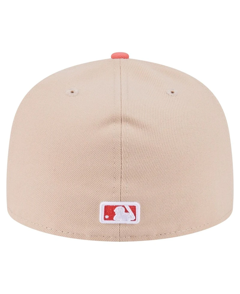 New Era Men's Light Beige/Coral Los Angeles Angels Two-Tone Color Pack A-Frame 59FIFTY Fitted Hat