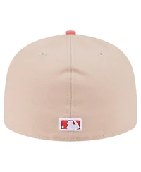 New Era Men's Light Beige/Coral Los Angeles Angels Two-Tone Color Pack A-Frame 59FIFTY Fitted Hat