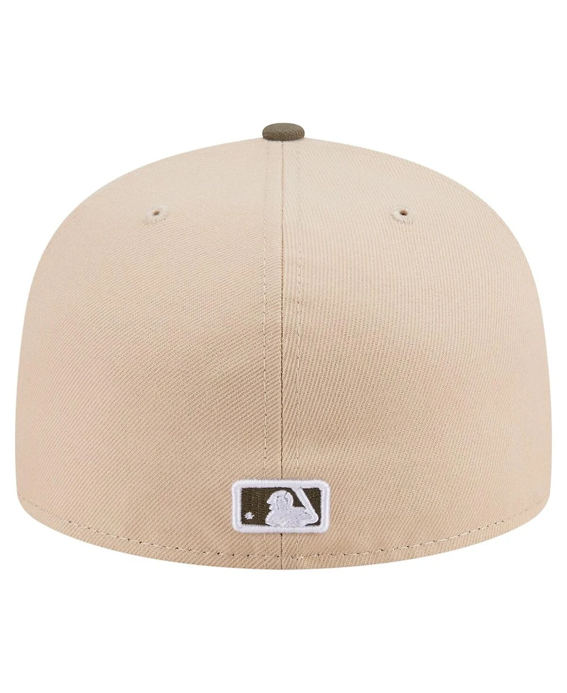 New Era Men's Light Beige/Olive York Mets Two-Tone Color Pack A-Frame 59FIFTY Fitted Hat