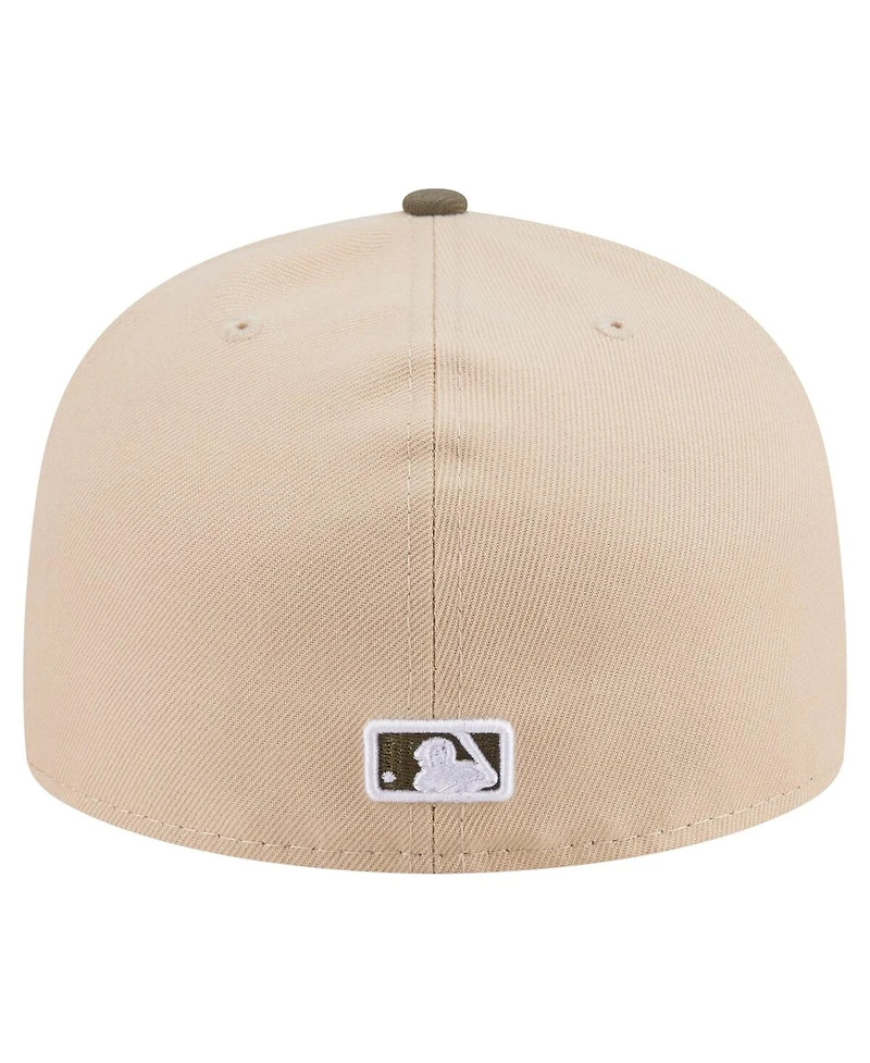 New Era Men's Light Beige/Olive Tampa Bay Rays Two-Tone Color Pack A-Frame 59FIFTY Fitted Hat