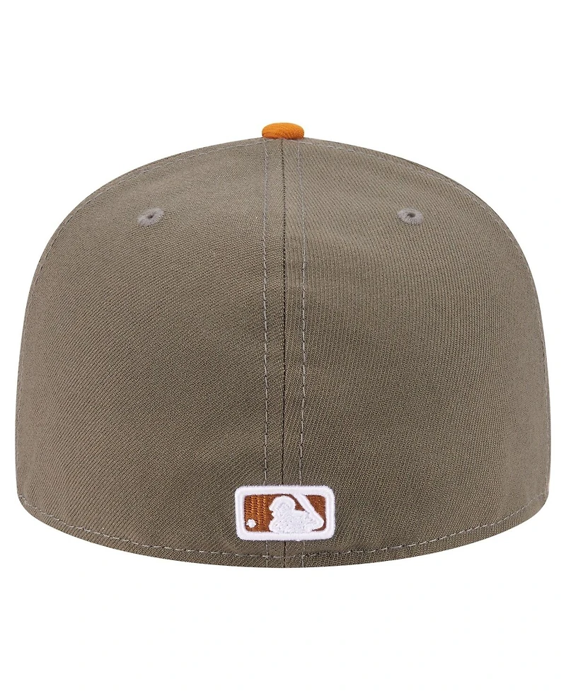 New Era Men's Olive/Orange Atlanta Braves Two-Tone Color Pack A-Frame 59FIFTY Fitted Hat