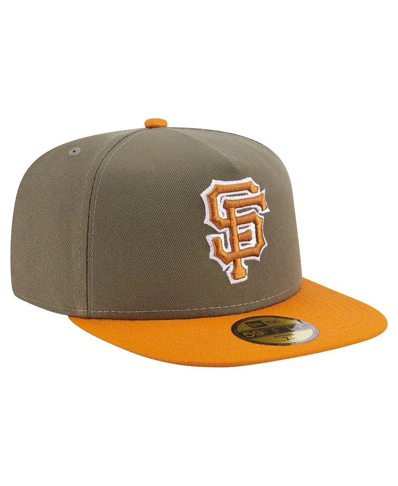 New Era Men's Olive/Orange San Francisco Giants Two-Tone Color Pack A-Frame 59FIFTY Fitted Hat