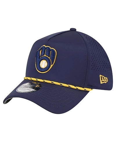 New Era Men's Navy Milwaukee Brewers 39THIRTY A-Frame Perforated Flex Hat