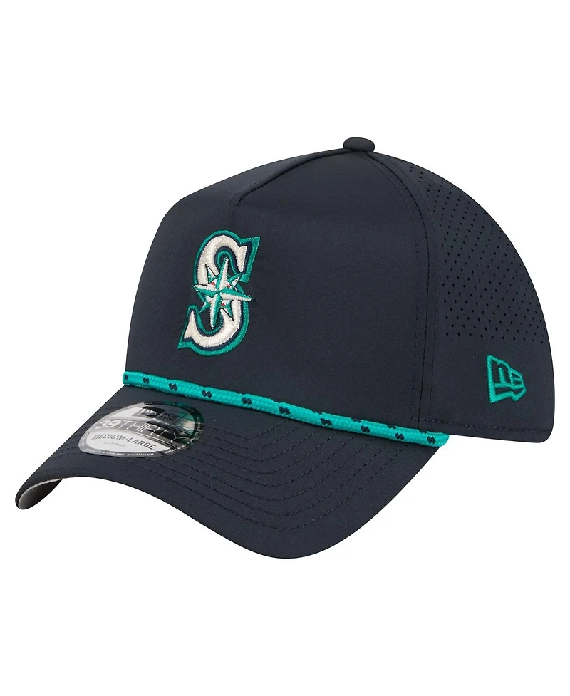 New Era Men's Navy Seattle Mariners 39THIRTY A-Frame Perforated Flex Hat