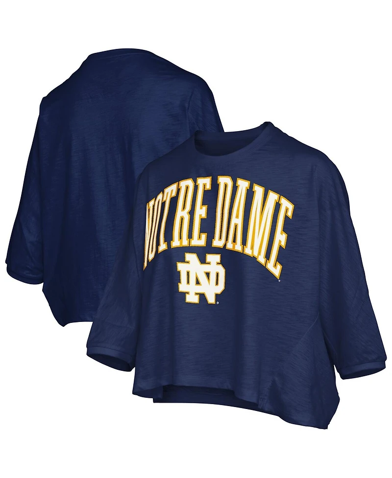 Pressbox Women's Navy Notre Dame Fighting Irish Midi Arch Over Logo Oversized T-Shirt