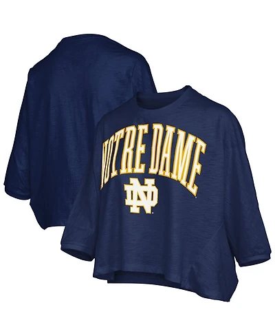 Pressbox Women's Navy Notre Dame Fighting Irish Midi Arch Over Logo Oversized T-Shirt