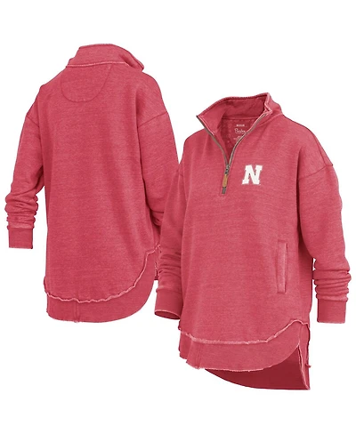 Pressbox Women's Scarlet Nebraska Huskers Northfork Sojourn Poncho Quarter-Zip Sweatshirt