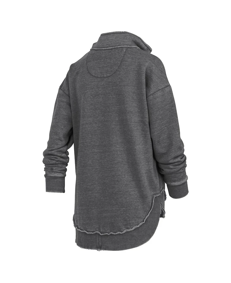 Pressbox Women's Black Iowa Hawkeyes Northfork Sojourn Poncho Quarter-Zip Sweatshirt
