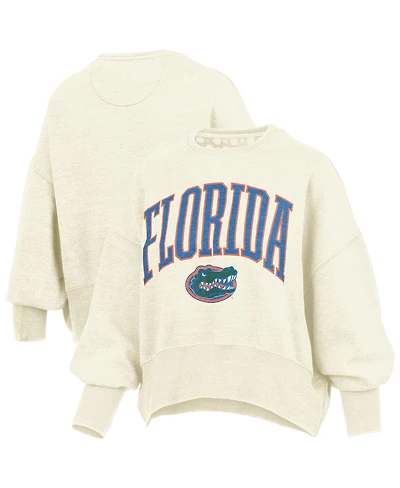 Pressbox Women's Natural Florida Gators Oversized Waist-Length Crewneck Sweatshirt