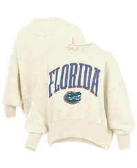 Pressbox Women's Natural Florida Gators Oversized Waist-Length Crewneck Sweatshirt