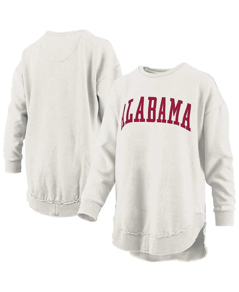 Pressbox Women's Oatmeal Alabama Crimson Tide Melange Poncho Vintage Fleece Long Sleeve Pullover Sweatshirt