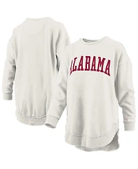 Pressbox Women's Oatmeal Alabama Crimson Tide Melange Poncho Vintage Fleece Long Sleeve Pullover Sweatshirt
