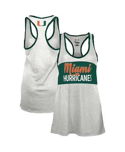 Pressbox Women's White/Green Miami Hurricanes Tracy Racerback Burnout Tank Top