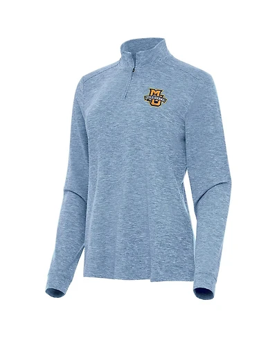 Antigua Women's Heather Aqua Marquette Golden Eagles Mentor Long Sleeve Quarter-Zip Mock Polo Sweatshirt