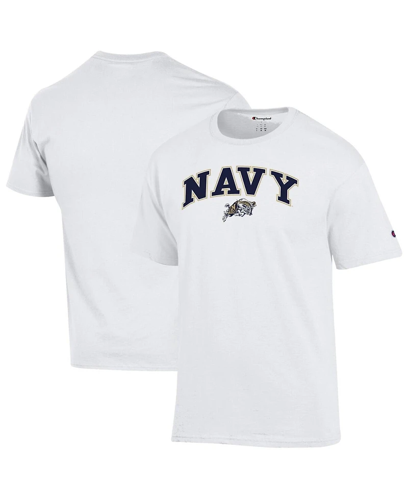 Champion Men's White Navy Midshipmen Arched Logo T-Shirt