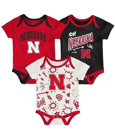 Outerstuff Baby Boys and Girls 3-Piece Nebraska Huskers All Day Play Bodysuit Set