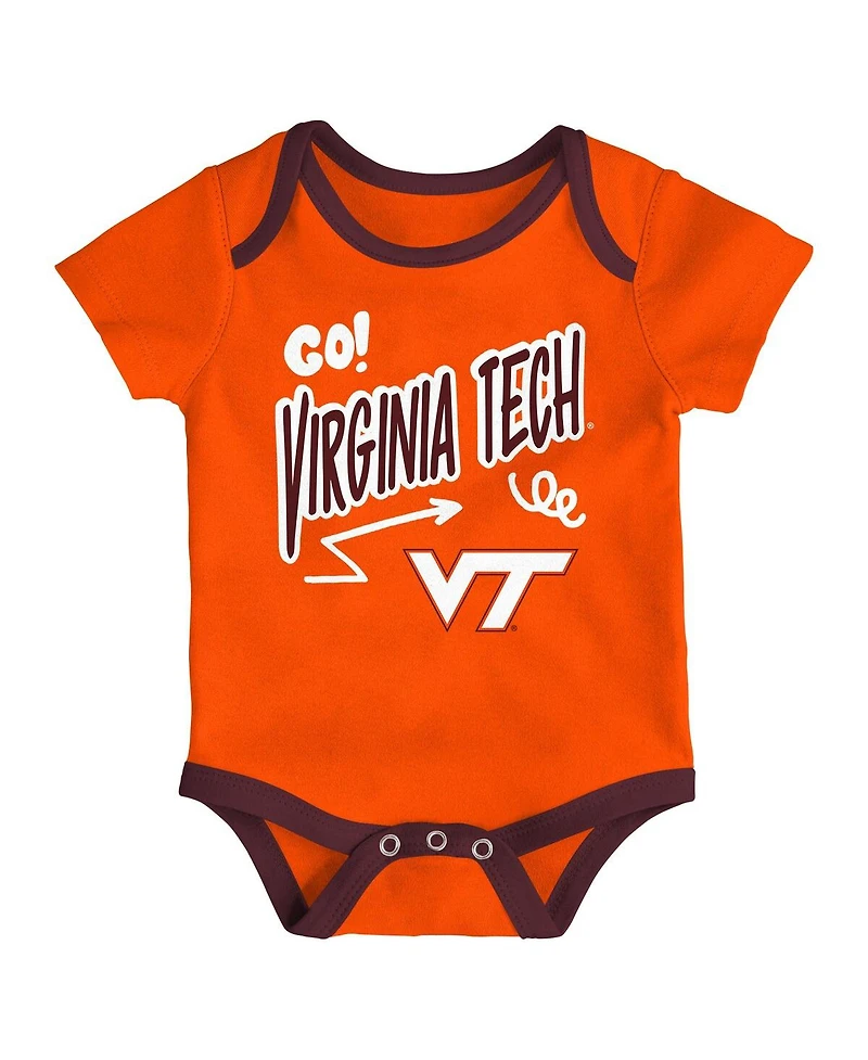 Outerstuff Baby Boys and Girls 3-Pack Virginia Tech Hokies All Day Play Bodysuit Set