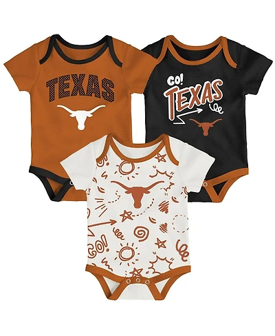 Outerstuff Baby Boys and Girls Outerstuff Texas Longhorns All Day Play 3-Piece Bodysuit Set